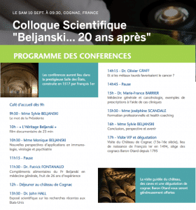Colloque scientifique "Beljanski... 20 ans après" - programme des conférences